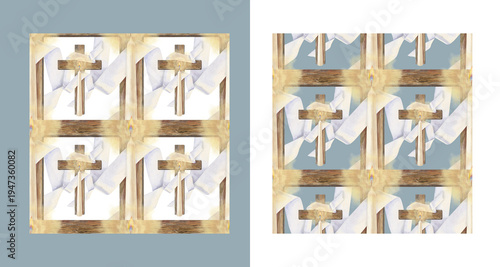 Photos Cristian seamless pattern with glowing candle and wooden cross on colored background