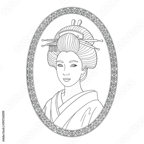 A woman with elegant braids wrapped around her head in a stylish updo isolated on white background, Vector