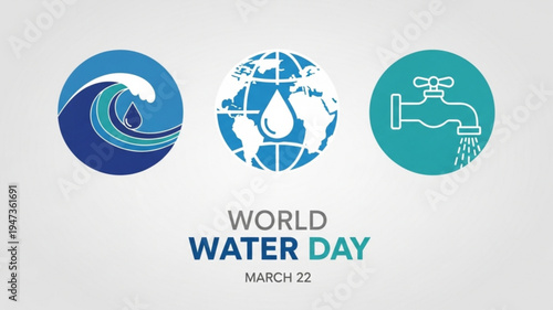 World Water Day is an annual observance day that highlights the importance of freshwater. The day is used to advocate for the sustainable management of freshwater resources. Vector illustration.