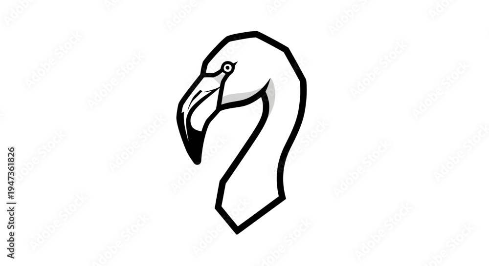 Obraz premium Flamingo Bird Head Illustration.