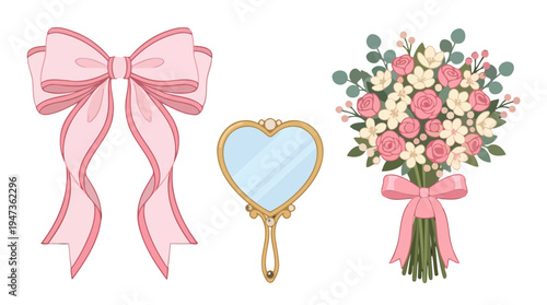 Ornate Golden HeartShaped Hand Mirror with Decorative Handle and Light Blue Reflection.