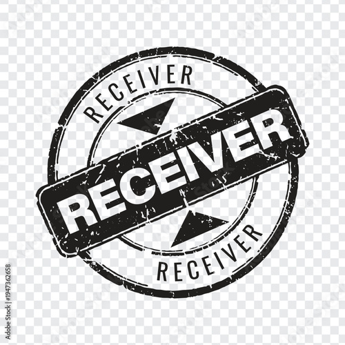 Professional black grunge rubber stamp icon for receiver identification and delivery documentation