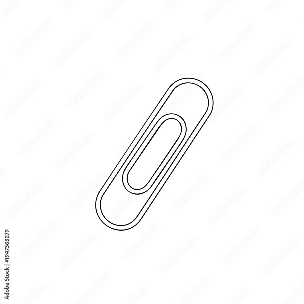 Fototapeta premium A thin, black outline of a paperclip on a white background
