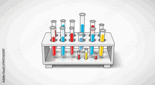 Laboratory Test Tubes Rack with Colorful Liquids - Science and Research