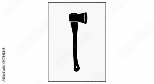 Black Silhouette of an Axe on White Background, Vector Icon