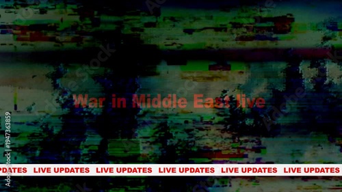 Glitched Live News Broadcast War in Middle East Live Updates  Breaking News TV Static Headline