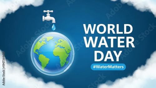 World water day poster earth globe tap of water Vector