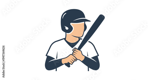 Baseball Player Holding Bat.