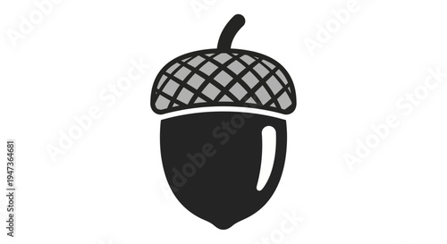 Black Acorn Icon Illustration.