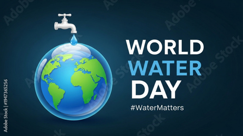 World water day poster earth globe tap of water Vector
