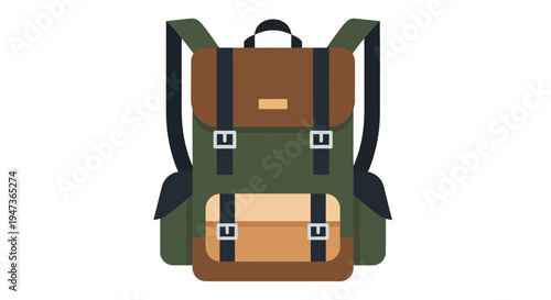 Brown and Green Backpack.