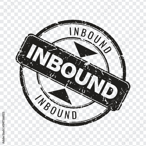 Professional black grunge rubber stamp icon for inbound logistics and receiving goods documentation