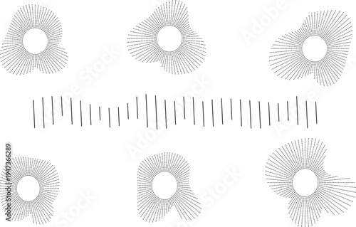 Abstract Sound Wave Patterns in Minimalist Circular Design