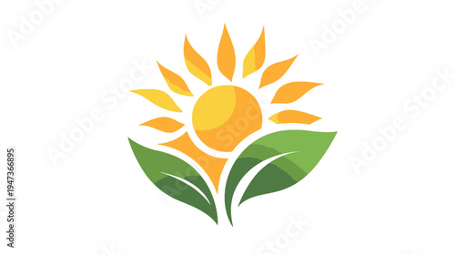 Vibrant sunflower illustration with sunny elements