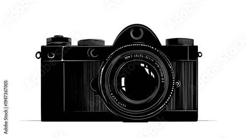 Vintage camera illustration with detailed design features