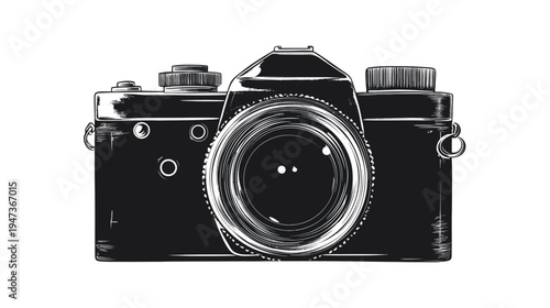 Vintage camera illustration with detailed features