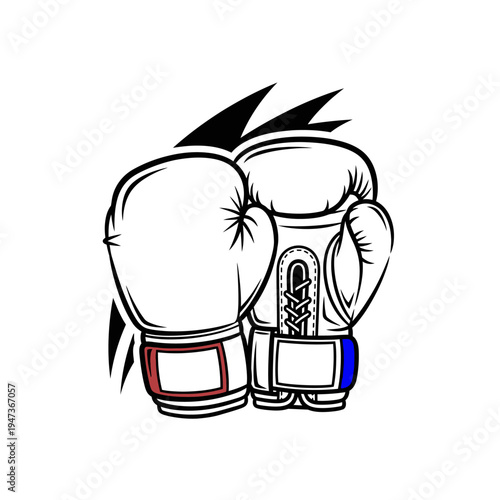 Two boxing gloves with dynamic design elements