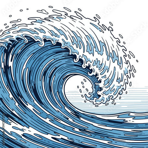 Vibrant ocean wave crashing against the shore