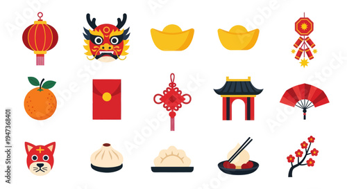 Chinese new year festive icon collection
