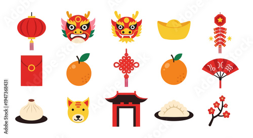 Chinese new year icons and symbols