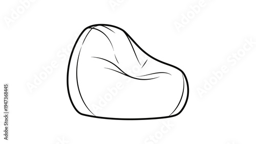 Bean Bag Chair Line Art Vector Illustration.