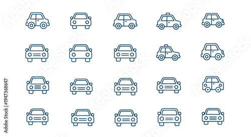 Collection of minimalist car icons