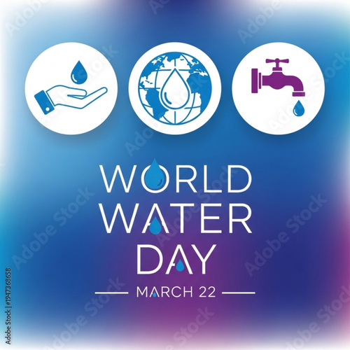 World Water day is observed every year on March 22, highlights the importance of freshwater. The day is used to advocate for the sustainable management of freshwater resources. Vector illustration.