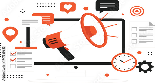 Data Analytics and Business Intelligence Isometric Illustration with Charts, Graphs, Statistics Dashboard, Market Research, and Performance Monitoring Technology Concept in Purple Theme