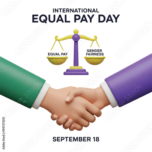 Handshake symbolizing Equal Pay Day campaign for gender equality and fair wages.