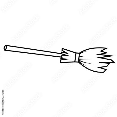 Simple hand broom with long handle and bristled head for sweeping floors and cleaning tasks.