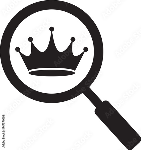 Magnifying Glass Over Crown - Royalty Search Concept