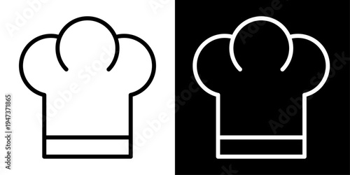 Chef hat icon in outline style representing professional cook, restaurant chef, cooking service and culinary kitchen concept for food apps and menus.