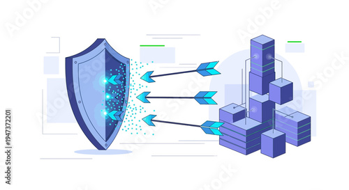 Cybersecurity Shield Defending Servers from Digital Attacks and Data Breach Threats