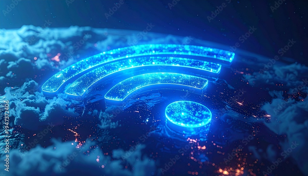 Fototapeta premium Blue Wi-Fi connection icon