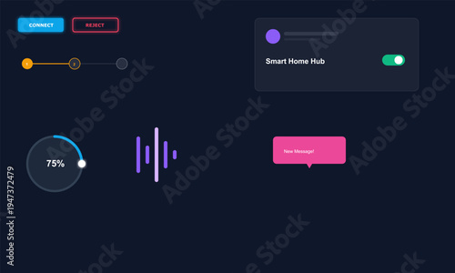Modern Digital UI UX Dashboard Elements Smart Home Technology Abstract Background