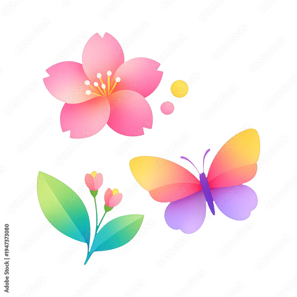 Fototapeta premium PNG Colorful floral butterfly illustration
