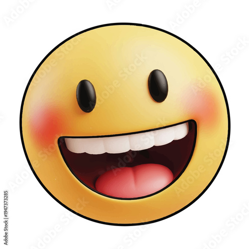 Cheerful smiling emoji conveying happiness and positive mood in digital communication and social media.