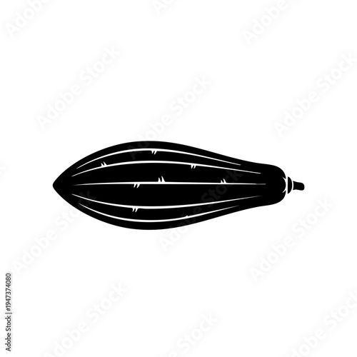 Black and white striped elongated decorative bead or button