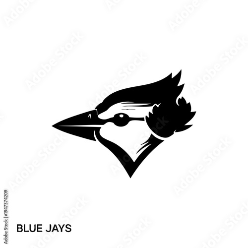 Black and white logo of a blue jay bird with a distinctive crest and beak