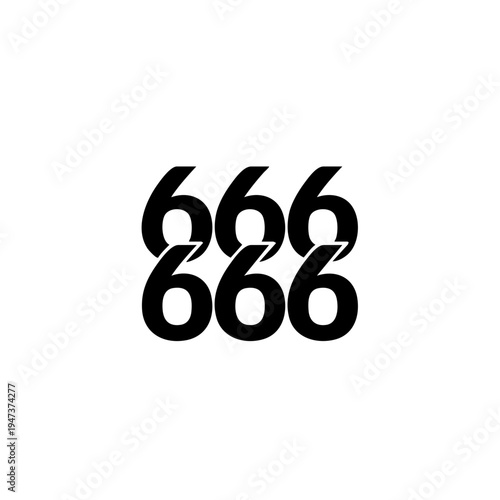 Bold stacked number sixes in modern black typography design