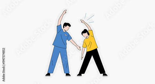 Physical Therapist Helping Patient Stretch Arm for Rehabilitation and Recovery