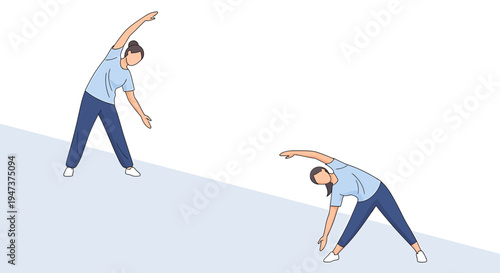 Woman doing side bends exercise on a slope, fitness and healthy lifestyle