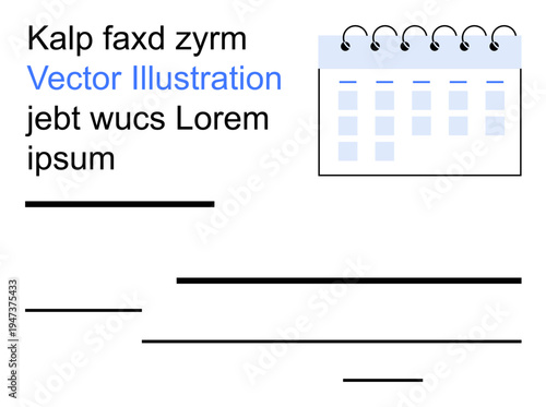 Digital marketing, education, planning, design concepts, corporate templates, scheduling tools. Abstract text and calendar visual in a minimal design. Digital marketing and planning