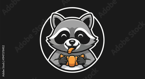 Cartoon raccoon holding pastry