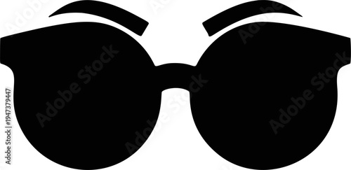 Black round sunglasses frame isolated on transparent background png cutout