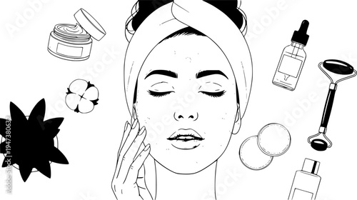 Close up of woman relaxing with cooling gel face mask and skin care routine 