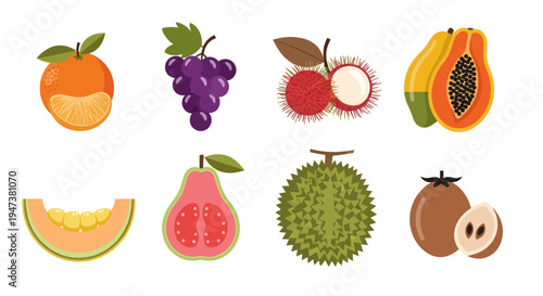 Colorful fruit assortment isolated on white