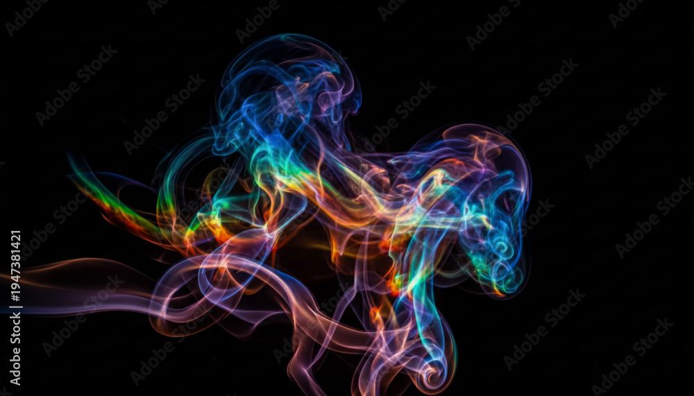 Fototapeta premium Vibrant smoke swirls with dynamic colors creating a modern abstract design art
