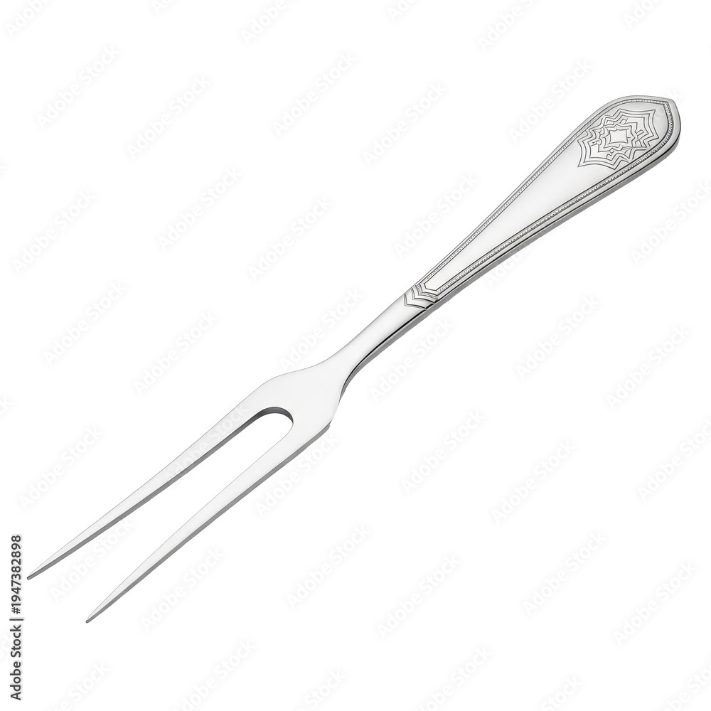Fototapeta premium A silver decorative fork with a ornate handle Excellent choice for e-commerce, advertising, and high-end graphic design. Designed to inspire creativit