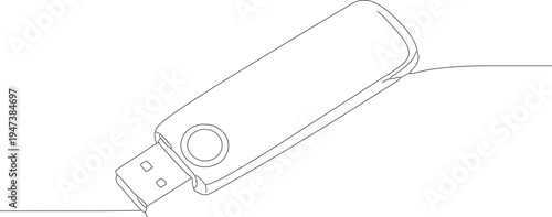 Line Drawing USB Flash Drive Minimalist Style Storage Technology Icon